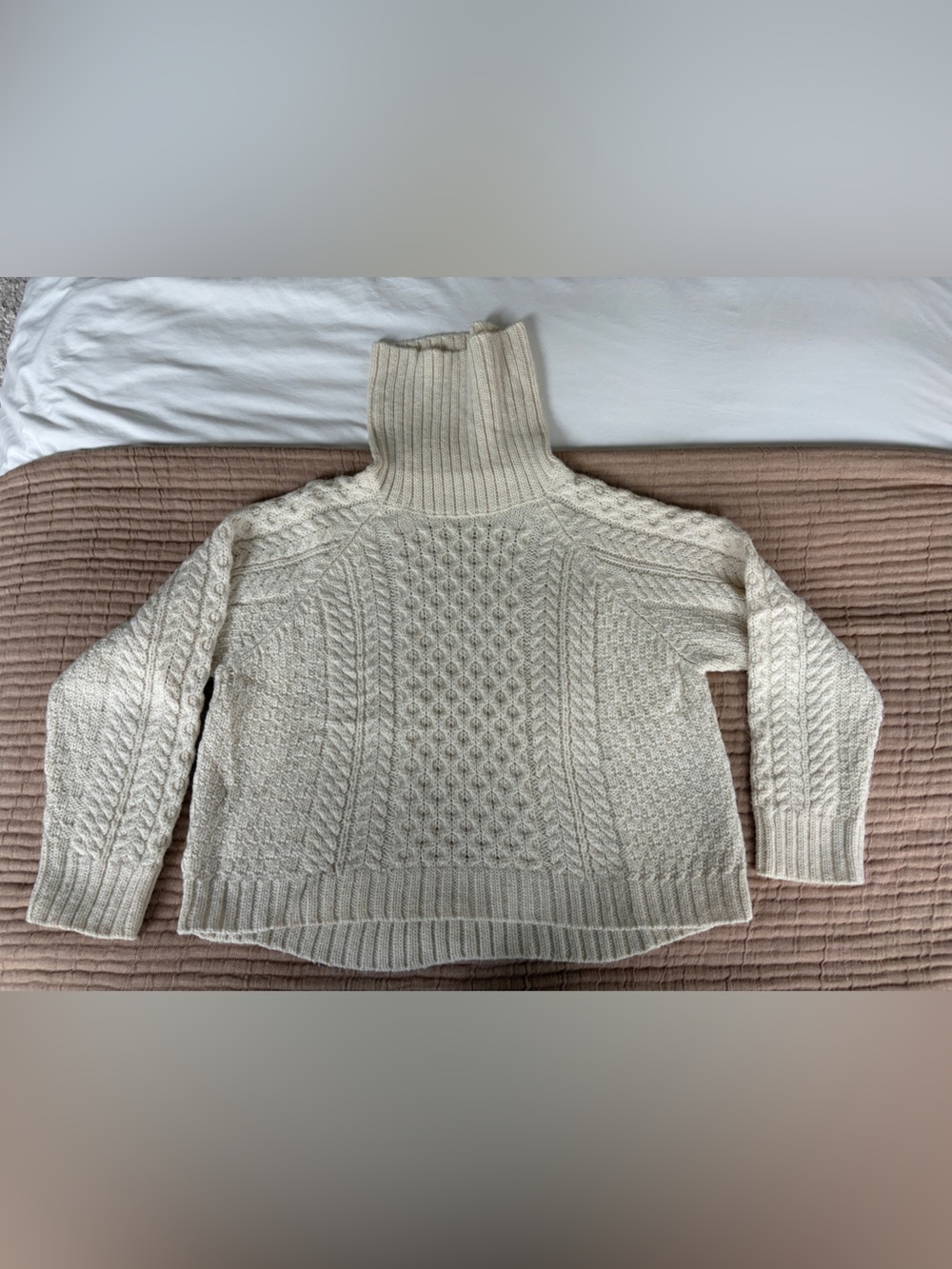 Apiece Apart Alpaca Blend Cream Cable Turtleneck Sweater